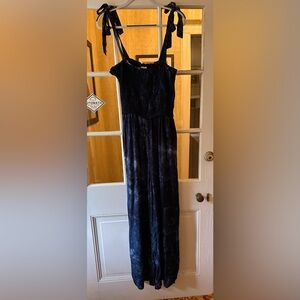 Sadie & Sage Black and Blue Tie-Dye Jumpsuit